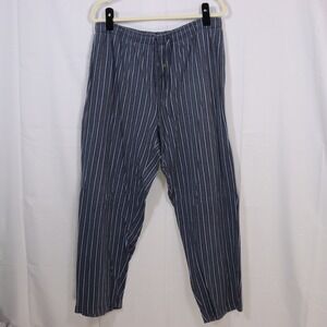 Stafford Pajama Pants Mens Large Blue Striped Cotton Drawstring Sleepwear Lounge